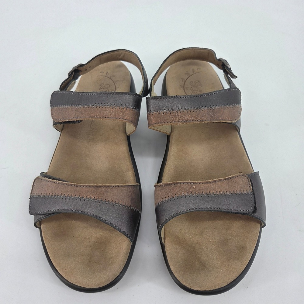 SAS Ginger Women 11.5 M Bronze Pewter Leather Slingback Comfort Sandals Made USA